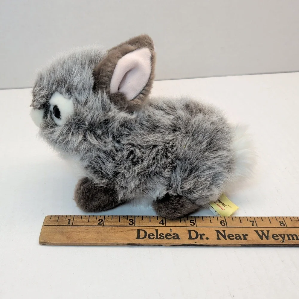 Miyoni by Aurora Grey White Bunny Rabbit Plush Stuffed Animal 7 Inch 2016